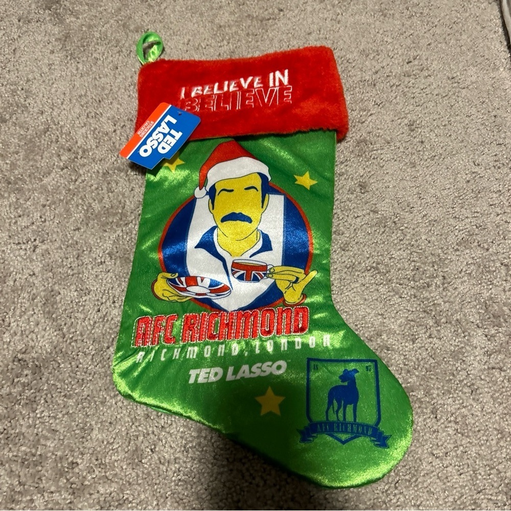 Ted Lasso 20" Christmas Stocking, AFC Richmond London I Believe In Soccer Coach